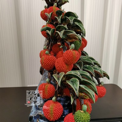 陶瓷工艺品 石湾公仔 荔枝摆件 满堂红