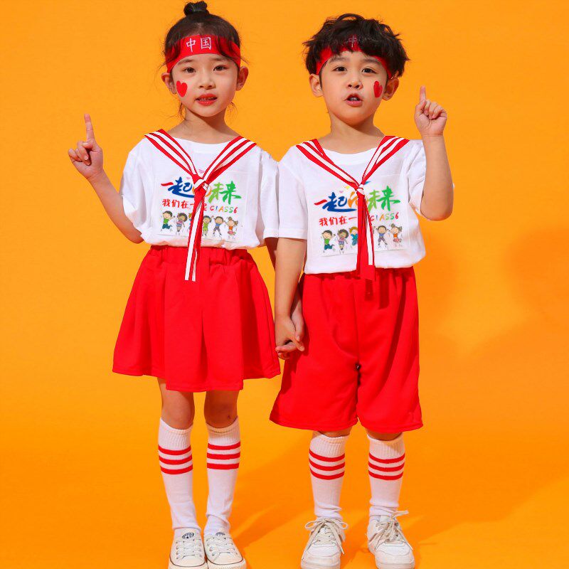 纯棉六一儿童合唱演出服男生幼儿园毕业服大班拍照衣服女生表演服