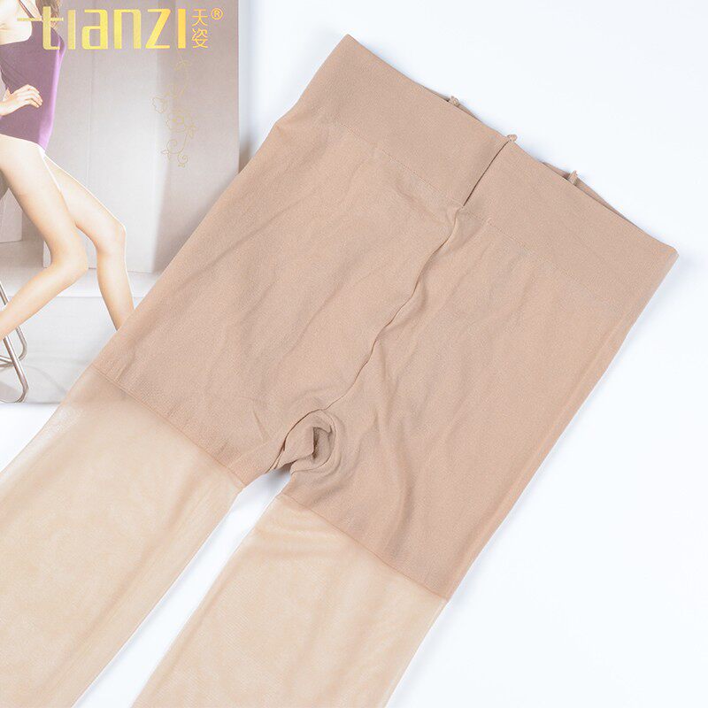 天姿夏款超薄防勾丝耐穿连裤袜女薄款空姐丝袜透明黑色隐形肉8201