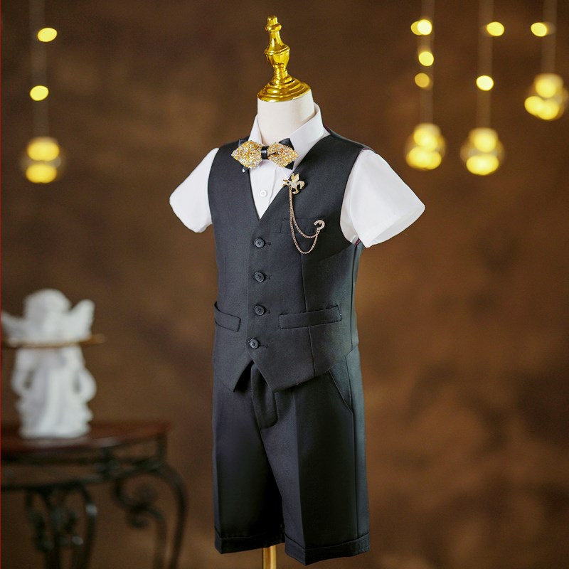 男童礼服高级感夏短袖毕业演讲朗诵表演儿童主持人钢琴演出服六一