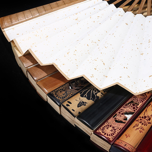 宣纸折扇空白洒金扇玉竹节黑雕刻镂空折扇书法绘画创作扇子