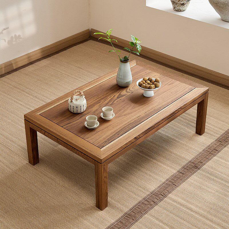 缅甸柚木茶几日式实木户外原木榻榻米矮桌茶桌炕几侘寂风飘窗茶几