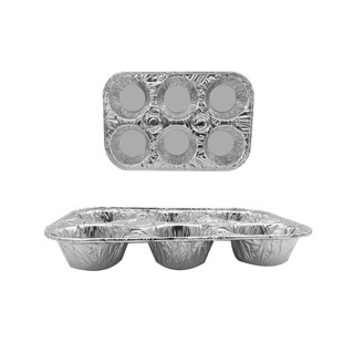 六格锡纸盒装包子面包小蛋糕点心分格打包盒蒸糕耐高温一次性餐盘