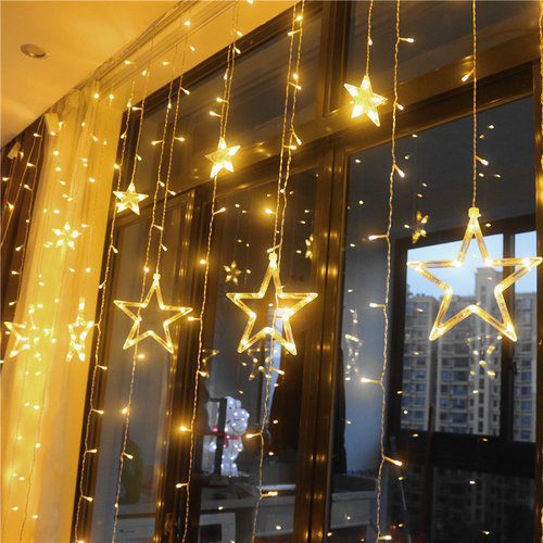 圣诞节日新年led网红星星窗帘灯闪灯串灯满天星房间卧室布置装饰
