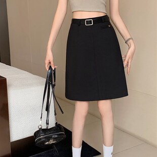 高腰显瘦a字裙遮跨包臀一步裙夏 半身裙女大码 复古灰色西装 中长款