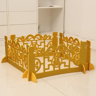 新年装饰泡沫围栏 场景布置春节装饰品 木质用品金色栏杆栅栏摆件