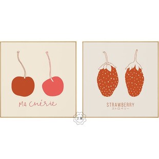 餐食时光 北欧餐厅装饰画美食水果饭厅厨房挂画双联樱桃草莓红色