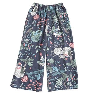 休闲可外穿家居裤 清新女士人棉七分裤 棉绸睡裤 阔腿裤 夏天休闲薄款