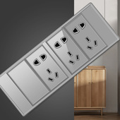 亚克力开关插座面板118型灰色镜面玻璃家用厨房10六九9多面板五孔