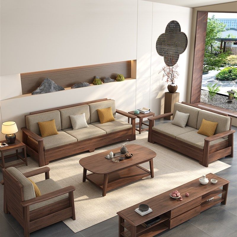 黑胡桃木实木沙发宋氏美学中国风禅意客厅全实木贵妃转角木质家具,住宅家具,实木沙发,淘宝优惠券,粉丝福利购,淘宝优惠卷