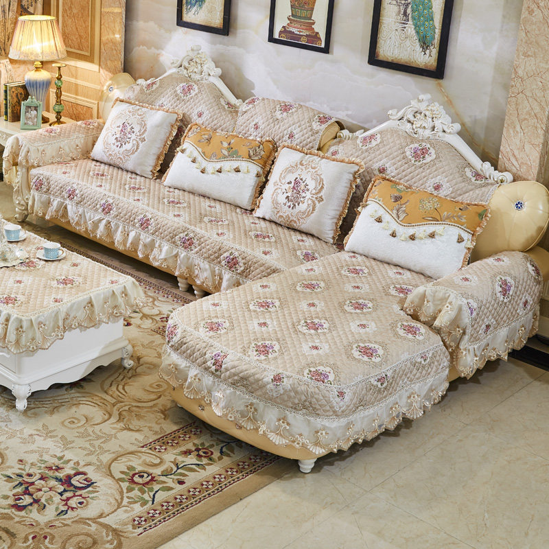 欧式沙发垫 坐垫套罩靠背巾U型贵妃四季通用防滑万能全包弧度定制