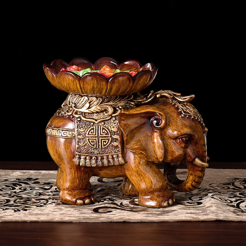 欧式复古大象干果盘糖果盘创意客厅茶几家居装饰品摆件样品房软装