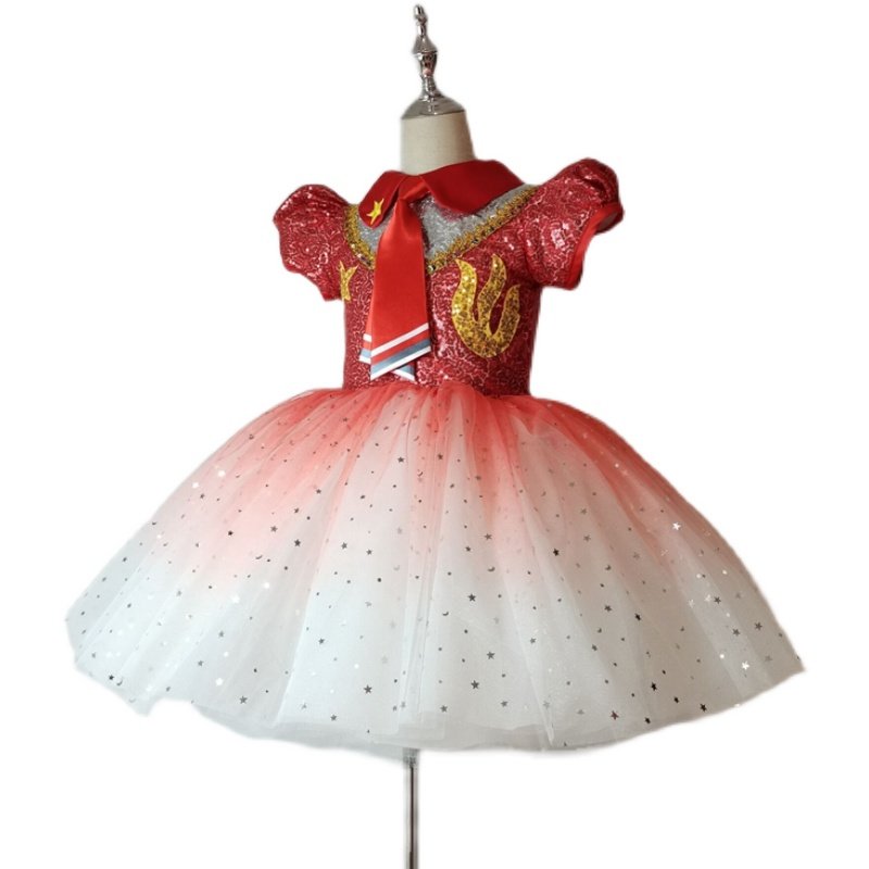 儿童合唱表演礼服女童走秀幼儿园舞蹈公主裙歌颂祖国舞蹈朗诵演出