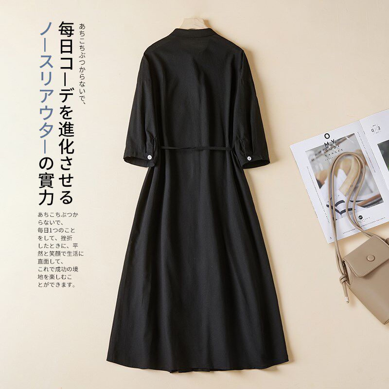 大码胖MM衬衫连衣裙女春夏2024新款气质显瘦黑色POLO领收腰A字裙