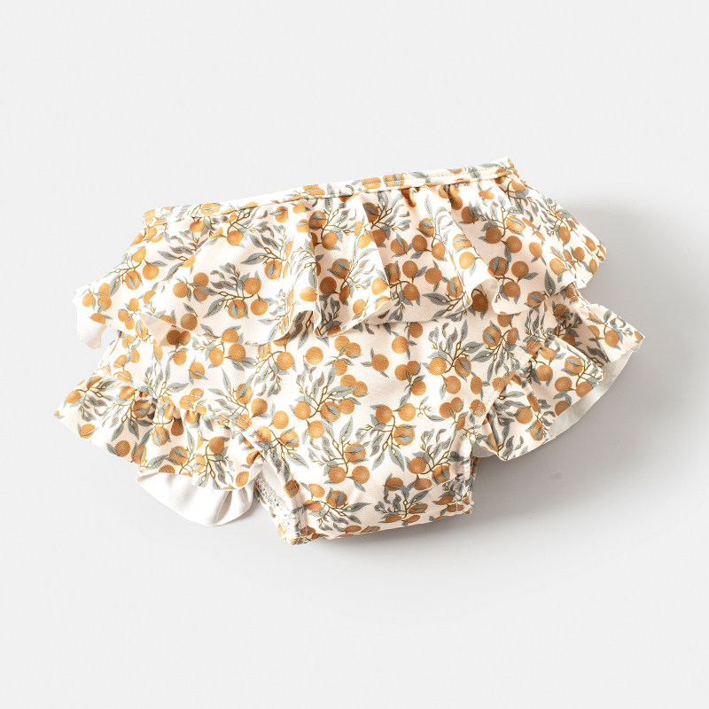 女童泳衣分体吊带度假碎花女宝宝比基尼可爱荷叶边小女孩泳装套装