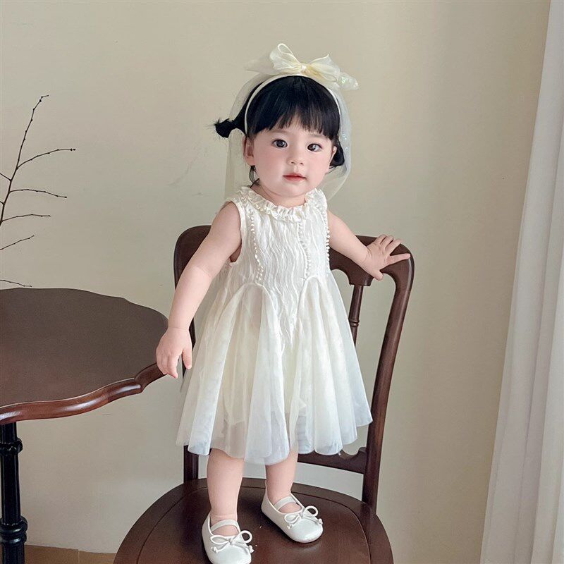 女童夏装连衣裙夏季薄款2025洋气女宝宝周岁礼服一岁公主裙吊带裙