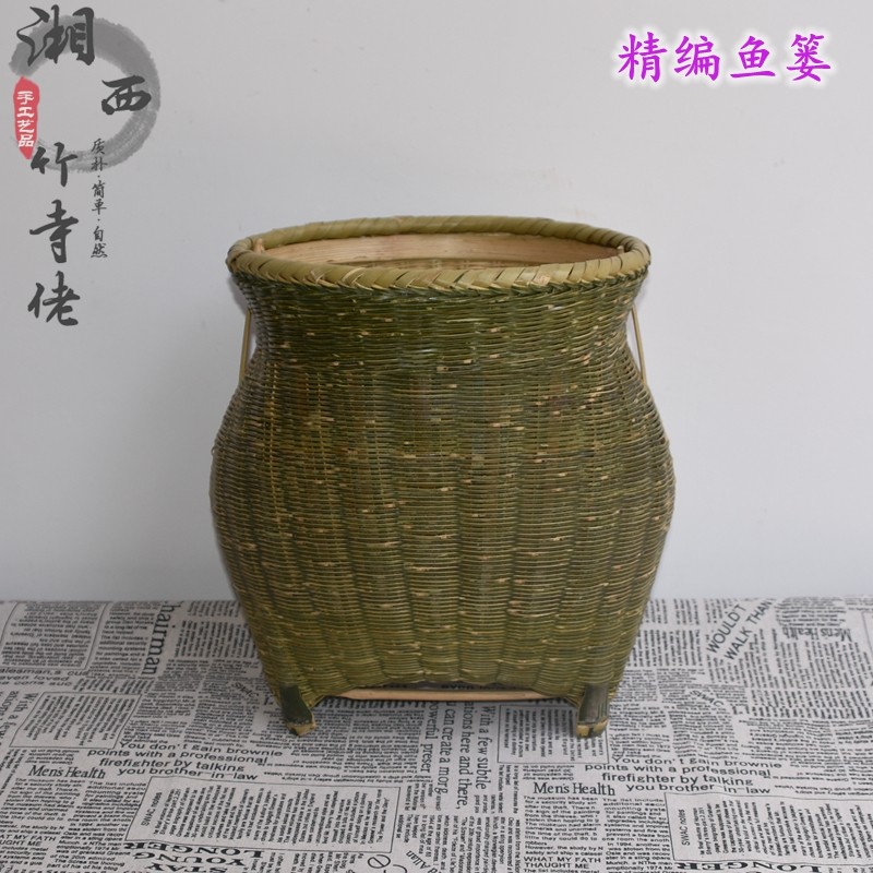 竹精编大竹篓全青皮泥鳅黄鳝鱼篓竹编筐精品水果采摘茶叶篓子包邮