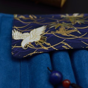 包邮一叶知秋手作 笔帘 鹤 手工布艺便携钢笔收纳笔袋笔包卷笔帘