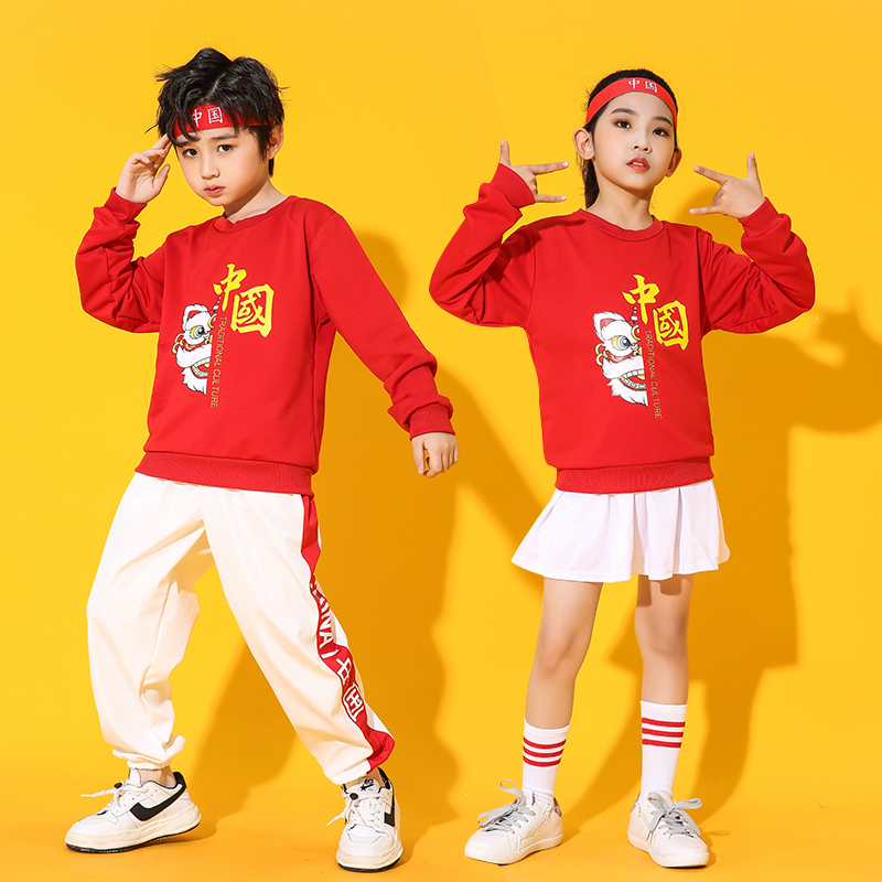 儿童啦啦队演出服女小学生街舞潮服表演服运动会班服开幕式服装夏