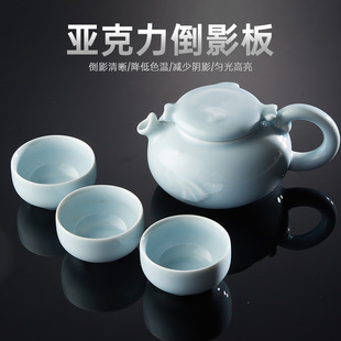 黑白色钢化玻璃倒影板镜面摄影拍照小道具摆件背景板戒指饰品红酒