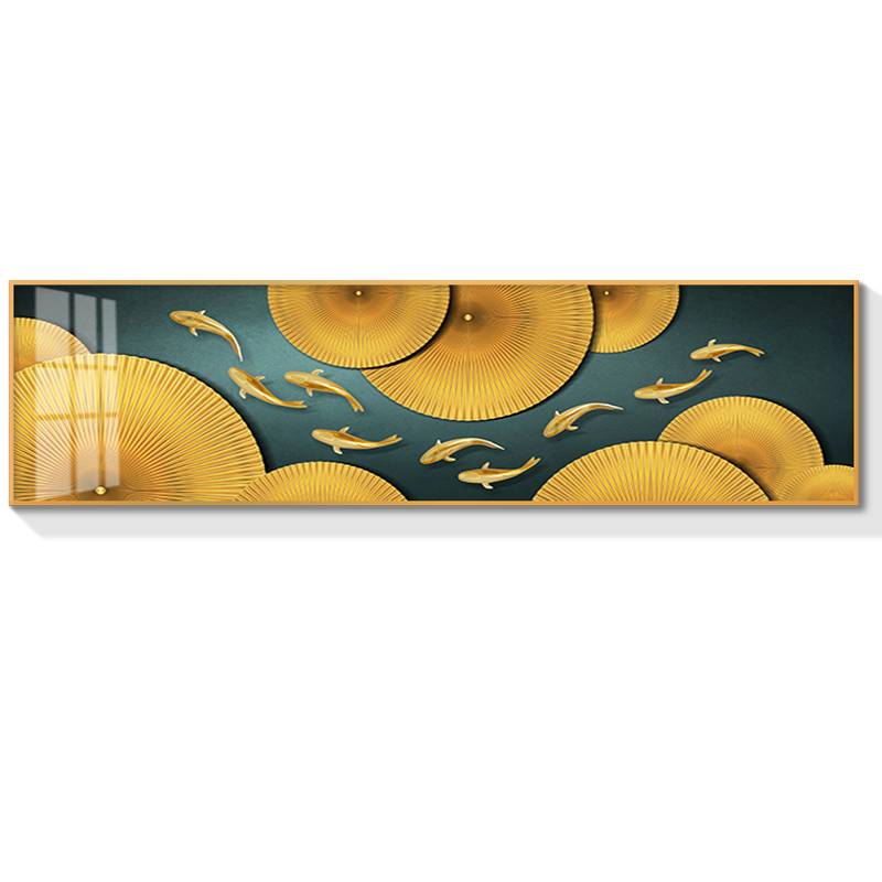 九鱼图卧室床头画新中式沙发背景墙画酒店挂画现代轻奢客厅装饰画图片