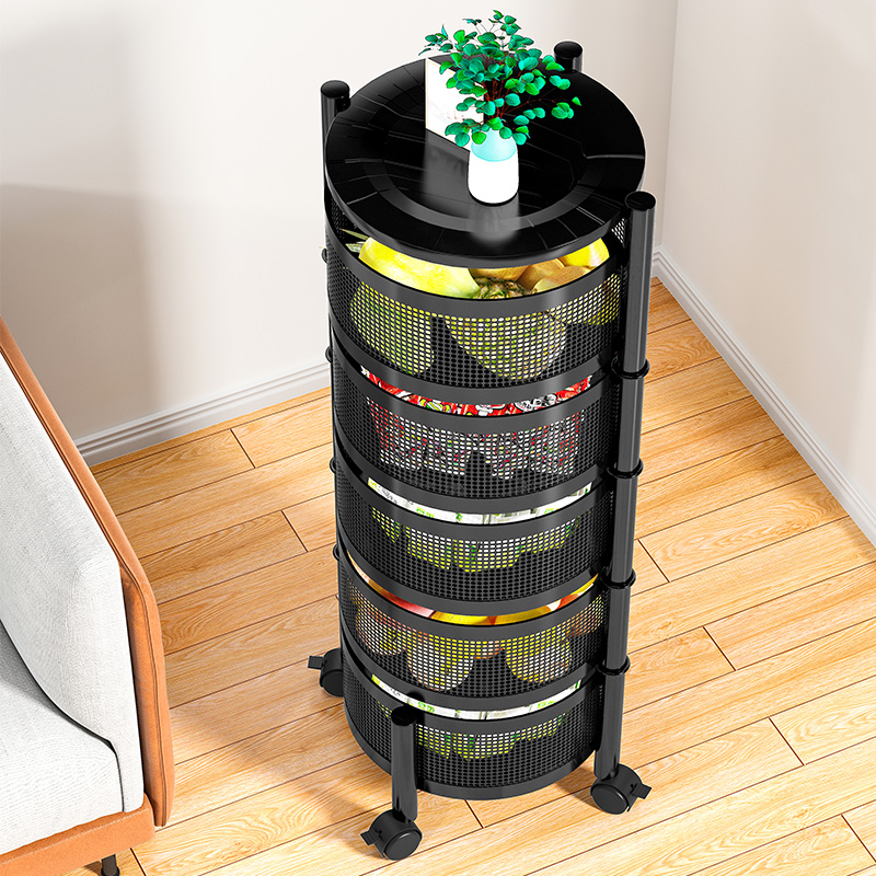 零食置物架客厅多层旋转零食收纳柜家用婴儿用品储物柜落地小推车