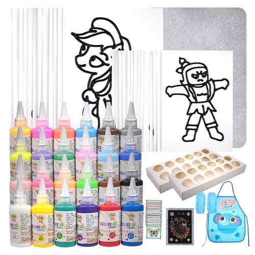 极速奕彩儿童免烤玻璃胶画烤画套餐手工DIY套装涂色油膏颜料礼物
