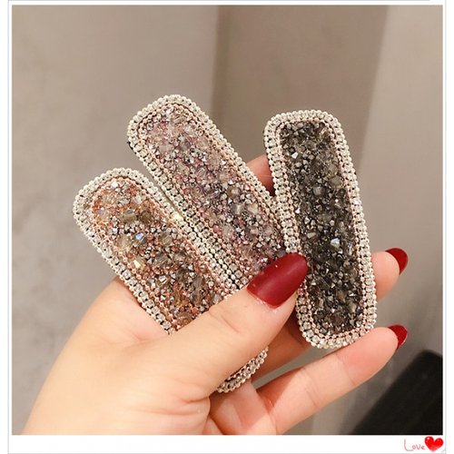 玻璃琉璃发夹边夹少女简约满钻侧边刘海夹子水钻碎钻后脑勺BB夹