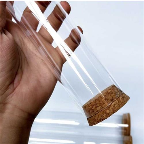 干燥花瓶子密封软木塞加高玻璃罩瓶玫瑰竹底收纳摆件玻璃花瓶试管