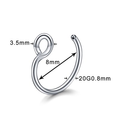 1Pc Stainless Steel Fake Nose Ring Hoop Septum Rings C Clip