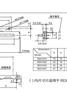 日本ALPS电阻式位置传感器 RDC10320RB 汽车导航音响设备行程32MM