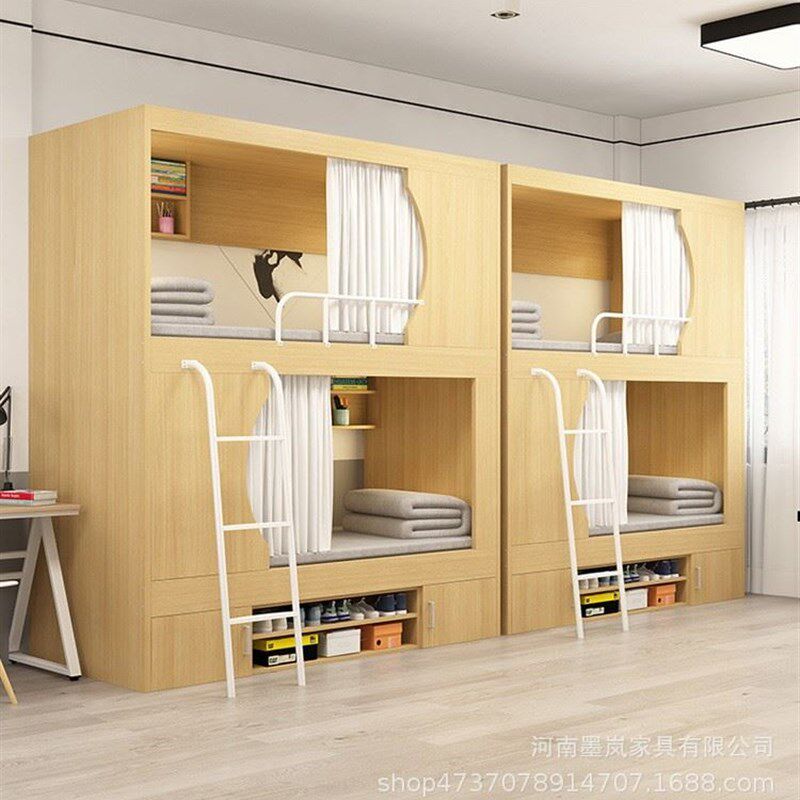 青旅双层床上下床公寓床多功能床太空舱高低床学校酒店实木双层床