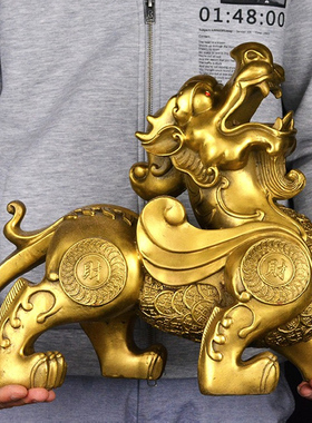 铜貔貅摆件黄铜一对独角家居客厅黄铜装饰品店铺乔迁开业礼品大号