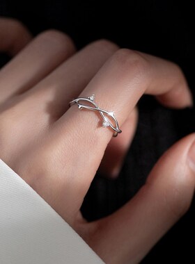 锆石线条交叉戒指女2022年新款潮食指戒小众设计感戒指夏