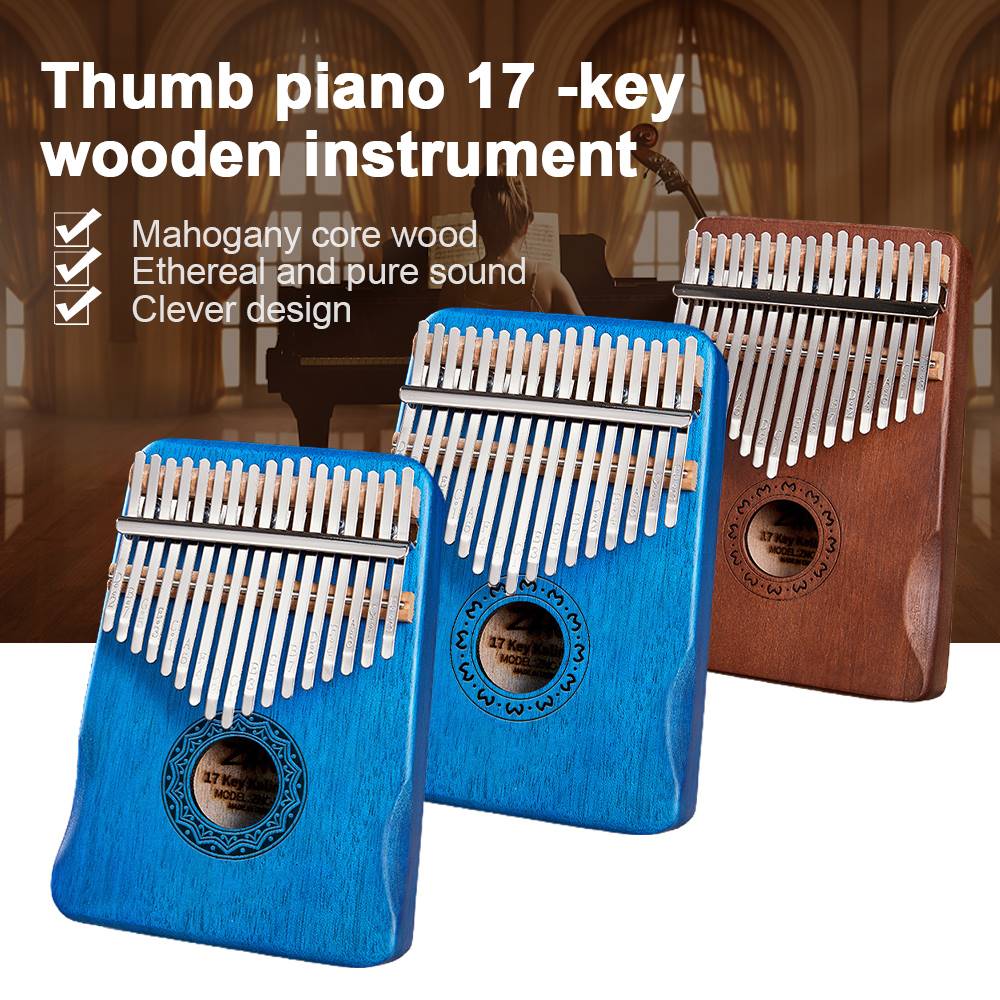 Kalimba 17 Keys Thumb Piano Wood Mahogany Musical