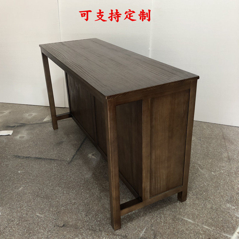 复古实木中岛台餐边柜图片