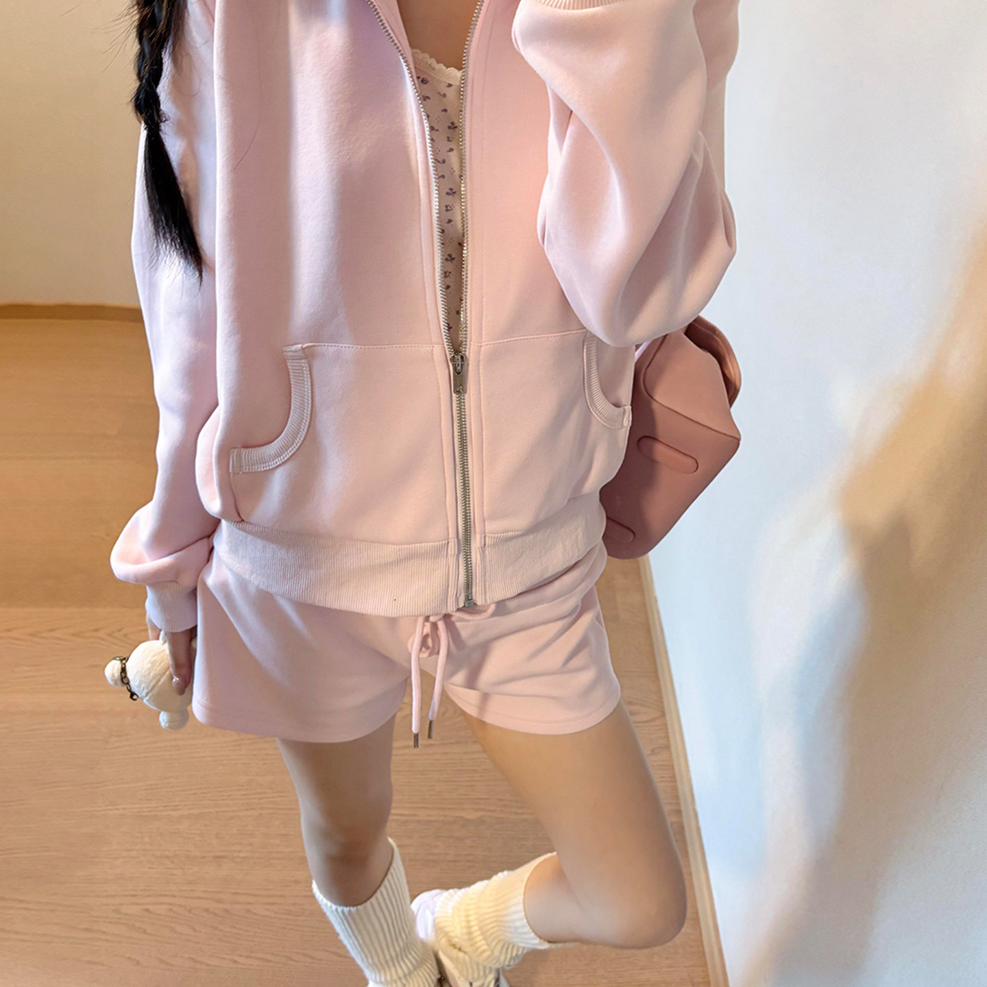 韩系甜辣休闲卫衣套装女秋季2025新款拉链开衫外套运动短款两件套,女装/女士精品,时尚套装,淘宝优惠券,粉丝福利购,淘宝优惠卷