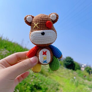 提伯斯熊玩偶包包挂件手工编织diy材料包情侣手工制作礼物成品