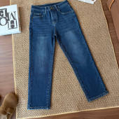 蓝雾 2025新款 加绒牛仔裤 QiQi 女秋冬小个子弹力九分烟管裤 1121