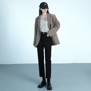 小个子弹力九分烟管裤 2025女冬季 8016 加绒牛仔裤 QiQi新款