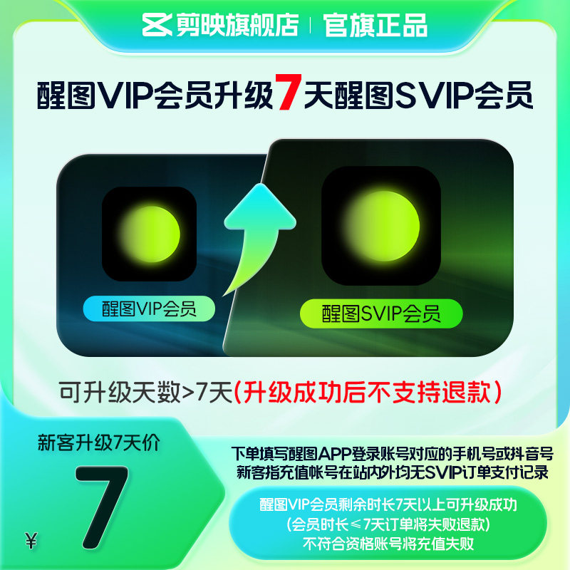 【醒图升级 限SVIP新客购买】醒图VIP会员升级SVIP会员7天升级包图片