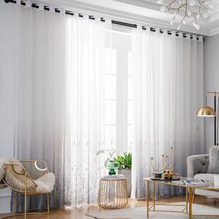 2020年新款 流行客厅窗帘双层带纱一体阳台渐变窗纱纱帘透光不透人