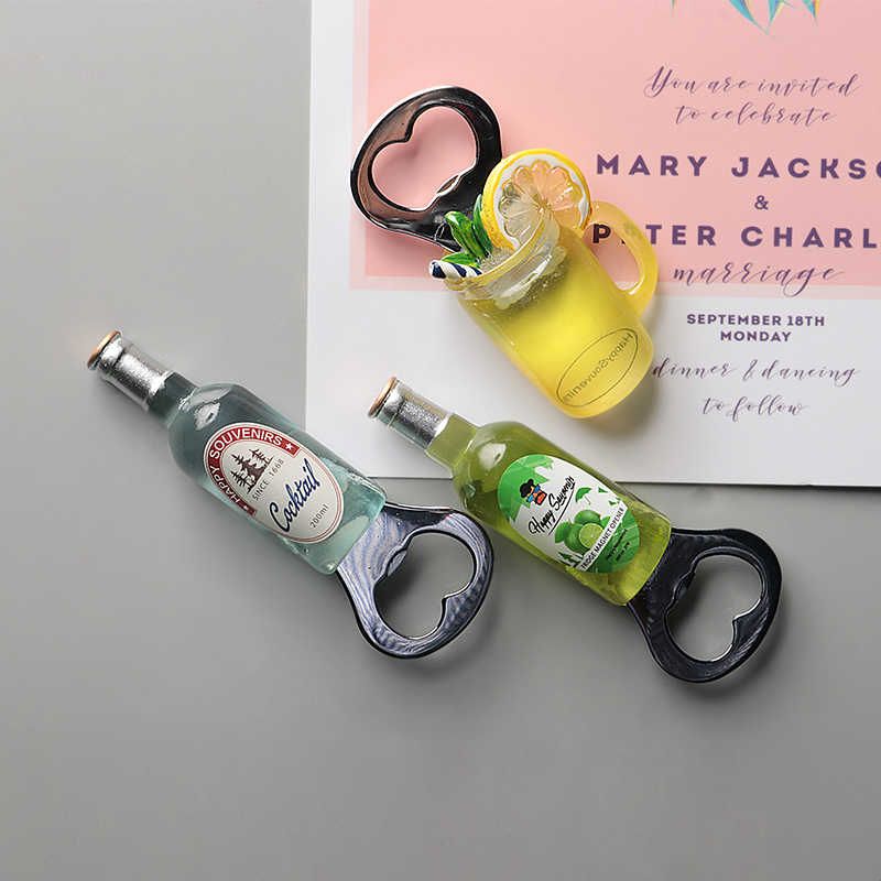 立体仿真鸡尾酒饮料开瓶器啤酒瓶开瓶器瓶起子启子冰箱贴装饰磁铁