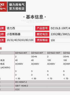DZ15LE-100T/4901透明断路器带漏电保护4P63A空气开关漏保
