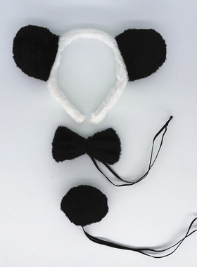 Anak-anak Lembut Kartun Hewan Panda Ikat Kepala Ekor Dasi Ku