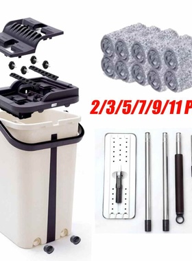 Flat Squeeze Mop and Bucket Hand Free Wringing Mop  Kitchen