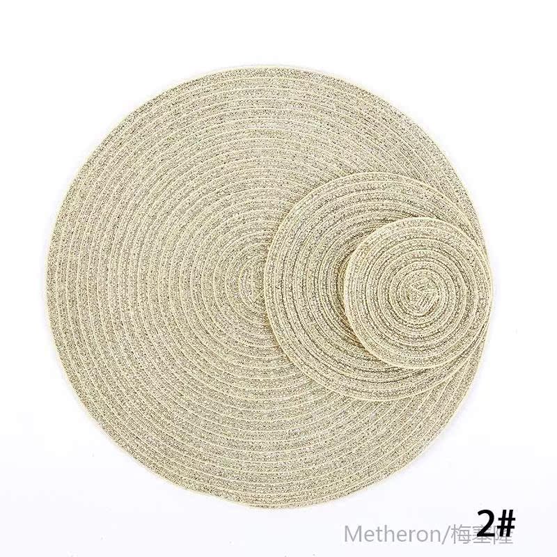 Round Weaving Placemat Dining Table Pad, Heat Resistant Kit