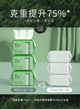 好货德佑婴儿绵柔巾咩咩巾干湿两用擦脸巾棉柔巾珍珠纹加厚一次性