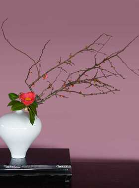 新品墨蓝色的花器制造陶瓷花瓶禅意中式日式插花器皿白瓷桌面摆件