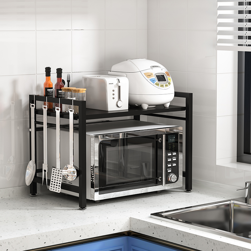 可伸缩厨房烤箱微波炉置物架一体收纳架子台面多层放电饭煲的支架